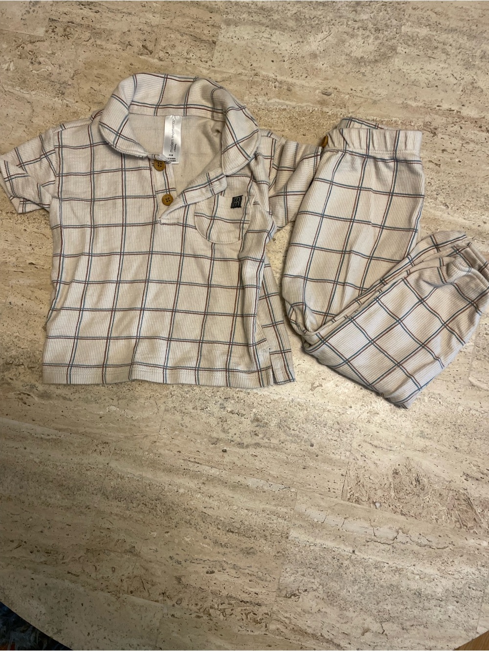 Cozy Plaid Kids Matching Set - Cream Windowpane
